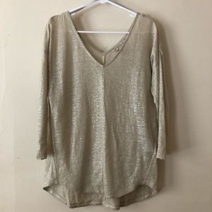 Banana Republic Metallic Quarter Length Sleeve Top